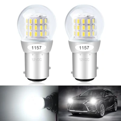 Bild av DEFVNSY Förpackning med 2 Vit 1157 BAY15D 2057 2357 7528 Extremt starkt LED ljus 3014 39 SMD ersättningslampor för backbacks, dagsljus, interiör husbilslampor 12V DC