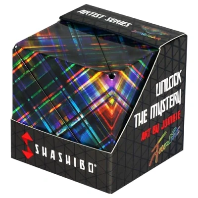 Bild av SHASHIBO Formskiftande Låda Prisbelönt, Patenterad Fidget Kub med 36 Sällsynta Jordmagneter Förvandlas Till Över 70 Former (Artist Series Disco Plaid)