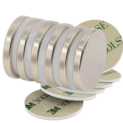 Bild av Magnetpro 6 stycken skivor, magneter, kg, kraft, 25 mm, diameter x 3 mm tjock, med självhäftande tejp