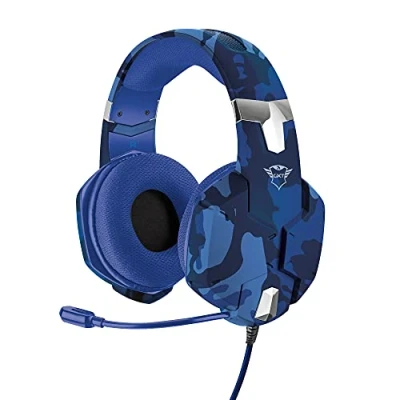 Bild av Trust WiFi Gaming Headset för Playstation 4 (PS4) och 5 (PS5) GXT 322D Carus med mikrofon, justerbart pannband flexibel sladdbunden, 1 m nylonflätad kabel blå