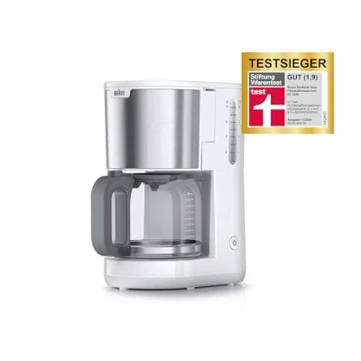 Bild av Braun Household PurShine KF 1500 WH Kaffebryggare Filterkaffebryggare med glaskanna för upp till 10 koppar, OptiBrew system, automatisk avstängning, 1000 watt, vit, KF1500WH