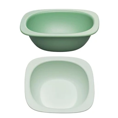 Bild av nip Green Eco Baby bred skål från 4 månader, okrossbar, mikrovågsugn och diskmaskinssäker, perfekt för tilläggsstart, BPA fri, utan melamin, hållbar, set om 2, grön