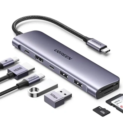Bild av UGREEN USB C Hub med och 2 A 3.0 dataportar, 4K HDMI, 100W PD, SD/MicroSD adapter Kompatibel MacBook Pro/Air, iPad Surface Pro/Go, Galaxy S23/Tab, Steam Deck