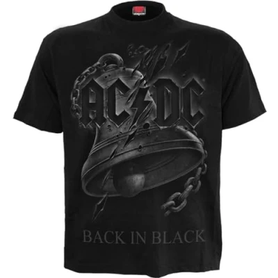 Bild av Spiral Ac/Dc baksida i svart sliten framsida tryck t shirt Svart, 4XL