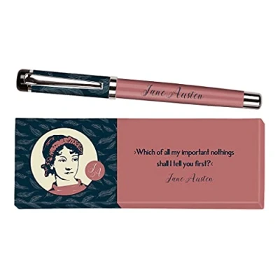 Bild av moses. 83356 libri_x Jane Austen, bläckpenna av metall med blå påfyllning, tryckt citat från i en presentask, 1 styck (1 pack)