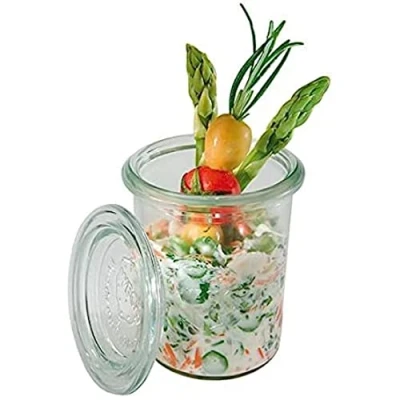 Bild av APS 12 Original WECK burkar 160 ml med lock, Ø 6 cm, H: 8 miniform glaslock, konserveringsburk, dekorativ burk, dessertburk, förvaringsburk, diskmaskinssäker