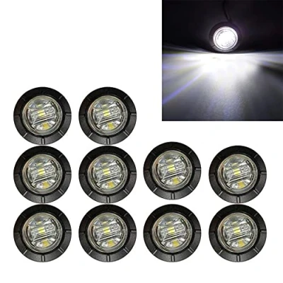 Bild av BOOMBOOST 10 st 3/4 tum rund släpvagn sidomarkörlampor, 3 LED sidomarkeringsljus vattentäta 24 V universal för bil lastbil buss skåpbil vit
