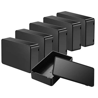 Bild av 6 Pack Avstickningslåda, Plastlock, Elektronikhus, Svart Elektronik Projektbox Tillbehör för DIY Elavstickningslåda 100x60x25 mm