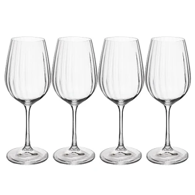 Bild av MIKASA Treviso vita vinglas i kristall, 350 ml, set med 4 blyfria, klara fina glas krusad effekt för firanden