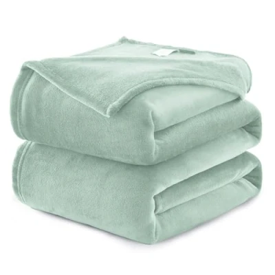 Bild av WAVVE Liten sofffilt, flanellfilt 130 x 150 cm, mikrofiberfilt, mjuk, varm, andningsbar (Sage Green)