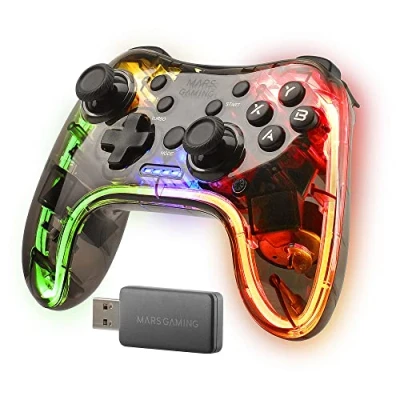 Bild av MarsGaming MGP 24, trådlös styrenhet 2,4 GPRO, RGB neon, dubbel känsla vibration, analog joysticks, gamepad för PC, PS3, PS4, PS5, XBOX360, Raspberry Pi, Mac, Android