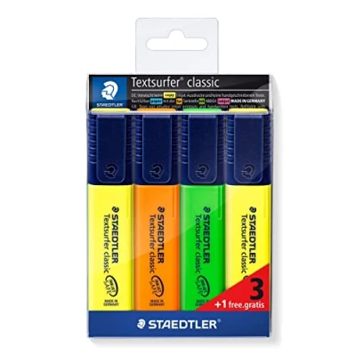 Bild av Staedtler 364 S WP4P Textsurfer classic Textmarker Aktions Etui 3 und 1 Gratis 4 Stück im Weichplastiketui