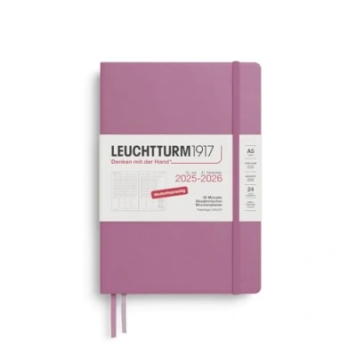 Bild av LEUCHTTURM1917 372635 akademisk veckoplanerare medium (A5) 2026, 18 månader 07.2025 12.2026, inbunden dusty ros, tysk