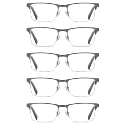 Bild av Amcedar 5 pack läsglasögon kvinnor sköldpadda och brun ram metall fjädergångjärn rostfritt stål material läsare +2.00 färger
