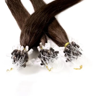 Bild av hair2heart microring Extensions äkta hår slätt 25 slingor 1 g 60 cm 6/3 mörkblond guld