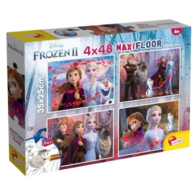 Bild av Lisciani DISNEY Frozen pussel 2 in 1 48 bitar 4 För barn från år 35x25 cm Dubbelsidig Tillbaka till färg med filtpennor ingår Tillverkad i Italien