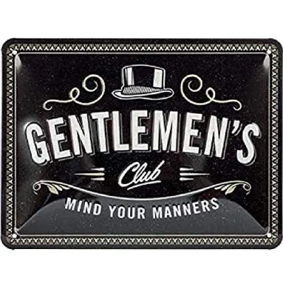 Bild av Nostalgic Art Plåtskylt i retrostil, Gentlemen&#039;s Club Presentidé för män, av metall, Deko vintagedesign, 15 x 20 cm