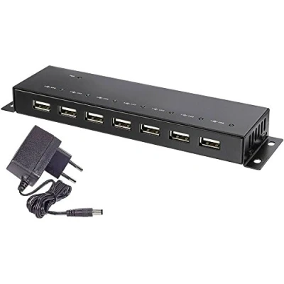 Bild av Renkforce RF 4791678 7 Port USB 2.0 Hub Metallhölje, väggfäste Svart