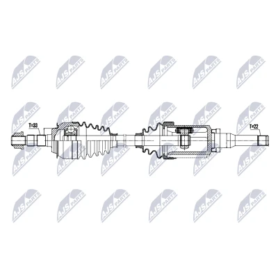 Bild av NTY NPW DW 061 Drivaxel framaxel vänster 636mm Automat