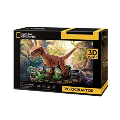 Bild av National Geographic 3D Velociraptor pussel för barn Dinosaur Puzzle modeller att montera 63 stycken