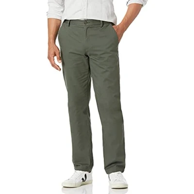 Bild av Amazon Essentials herr rak passform skrynkelfri platt framsida chinos byxa, oliv, 40 B x 32 L
