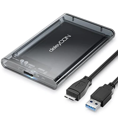 Bild av deleyCON SSD hårddiskhölje USB 3.1 Gen. 1 för 2,5&quot; SATA 3 / HDD 7 mm 9,5 III hårddiskar Externt Hölje UASP [Transparent Grey]