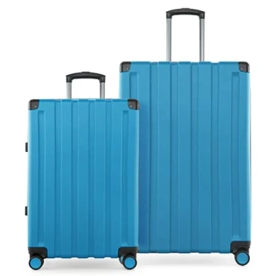 Bild av Huvudstadsväska Q Damm väska med hårt skal, trolley, TSA, 4 hjul, Cyanblå, Koffer set (M+L), Resväska