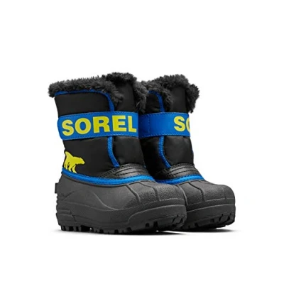Bild av Sorel Childrens Unisex Vinterstövlar för barn, Storlek: 27, Black/super blue Konstmaterial/textil