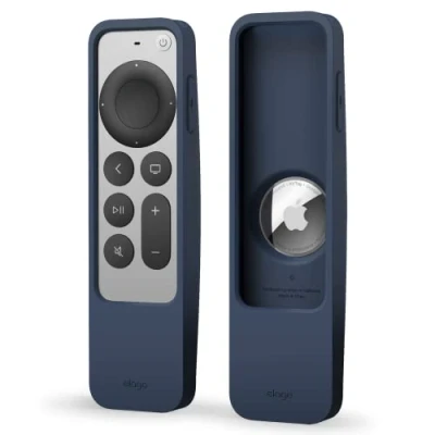 Bild av elago R5 Locator fodral kompatibelt med Apple TV 4K Siri Remote 3rd (2022) och 2:a genen kompatibel AirTag snodd ingår, droppskydd, full tillgång till alla funktioner (Jean Indigo)