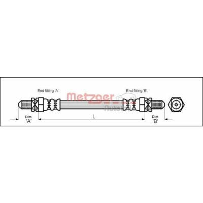 Bild av METZGER 4113254 Flexible De Frein 295 M10 x 1 FORD: FIESTA 3, Sierra Mk2 Berline, Break