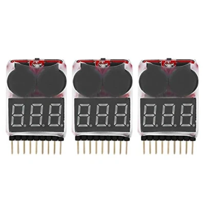 Bild av Lipo batterikontroll, 3 stycken RC 1S 8S batteri LED testare lågspännings larm summer Checker tillbehör