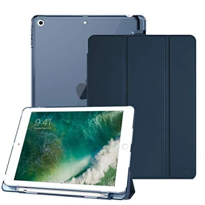 Bild av FINTIE Fodral kompatibelt med iPad 9.7&quot; 6:e generationen 2018/5:e 2017 [pennförvaring] Fint och lätt transparent kompisfodral sömn/bilväckarklocka, midnattsblått
