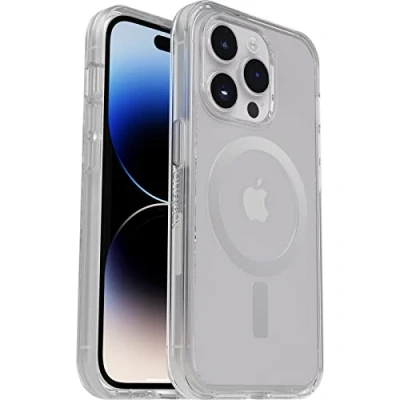 Bild av OtterBox Symmetry+ Clear skal för iPhone 14 Pro MagSafe, stöttåligt, fallsäkert, skyddande tunt skal, testad till militärstandard x3, antimikrobiellt skydd, Stardust