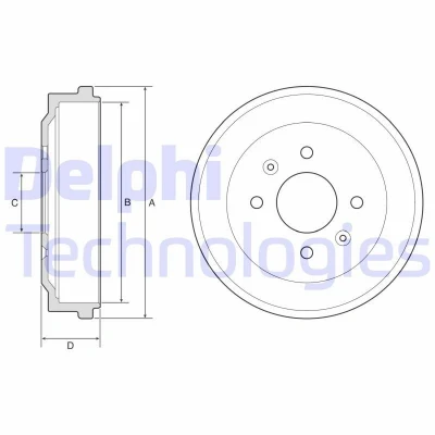 Bild av DELPHI BF570 Tambours de Frein sans bague ABS, roulement roue, palier 230