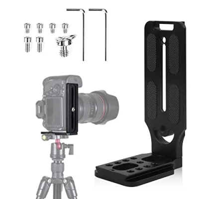 Bild av Aicharynic L hållare snabbkopplingsplatta formad vertikal universell DSLR kamera aluminium, kompatibel med de flesta stativ/enbensstativ/gimbal stabilisatorer