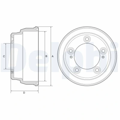 Bild av DELPHI BF645 Tambours de Frein sans bague ABS, roulement roue, palier 259