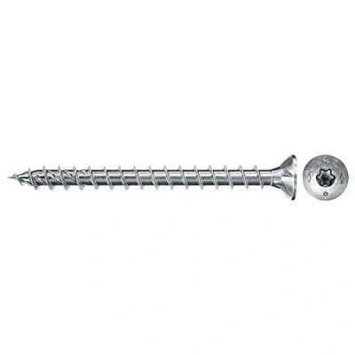 Bild av Fischer Skruvar för trä eller spånskiva Power Fast II CTF 4,0 x 35 Full gänga, Torx, platt försänkt huvud, vit galvanisering, 200 st, 670156