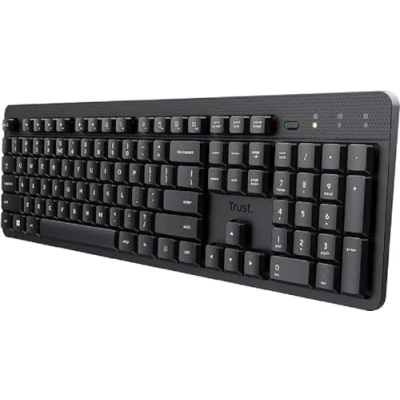 Bild av Trust Ody II QWERTY trådlöst tangentbord med låg profil, stänksäker, USB 2,4 GHz mottagare, PC tangentbord, laptop Mac svart