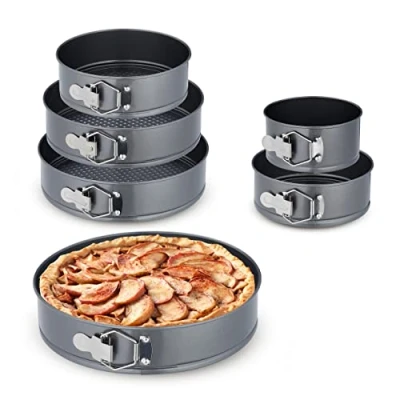 Bild av Relaxdays Springform set, 6 runda bakformar, Ø 14, 18, 20, 24, 26, 28 cm, rostfritt stål, non stick tårtform, antracit