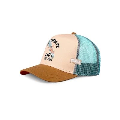Bild av Coastal Beige Trucker Keps Celebrate Naked Tuqouise/Sand/Brown A Frame @ Hatstore