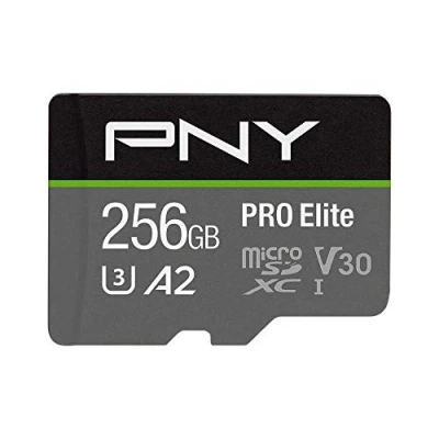 Bild av PNY PRO Elite 256GB microSDXC Memory Card + SD Adaptor, Class 10 UHS I, U3, A2 App Performance, V30 for 4K Video, Read speed up to 100MB/s