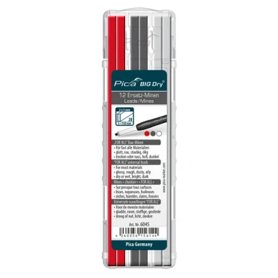 Bild av STIFT BIG DRY REFILL SNICKARPENNA RÖD/VIT/GRÅ 12ST Beijerbygg Byggmaterial