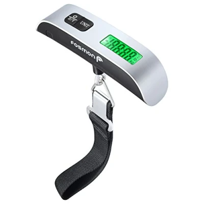 Bild av Fosmon digital bagagevåg, LCD display bakgrundsbelysning med temperatursensor hängande bagageviktskala, upp till 50 kg (100 lbs) tara funktion, 1 pack