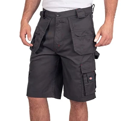 Bild av Lee Cooper Enkel skötsel för män flexibel bekväm arbetssäkerhet multi hölster ficka lastshorts, Grå, 36W, 36W