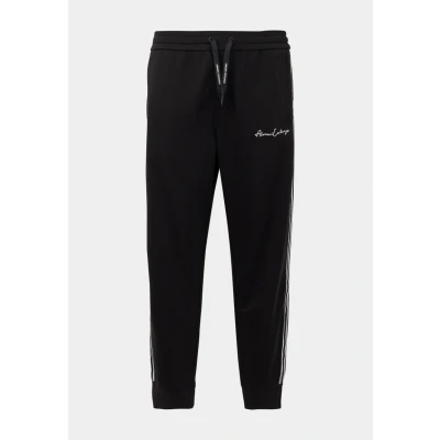 Bild av Armani Exchange Herr signaturlogotyp stretch poly viskos joggingbyxor byxor sweatpants, svart, XL
