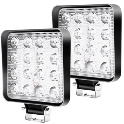 Bild av CCLIFE LED arbetsstrålkastare 12 V strålkastare 2 x 48 W biltraktor IP67 offroad 6000 K vattentät arbetsljus spotlight för SUV UTV ATV lastbil, 13 11 cm CushHom
