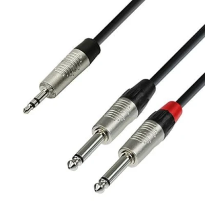 Bild av Adam Hall 4 Star Series 3 m Rean 3,5 mm uttag stereo till 2 x 6,3 jack mono ljudkabel