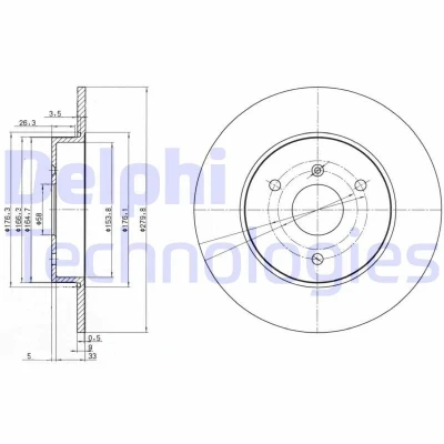 Bild av Bromsskiva DELPHI BG3526