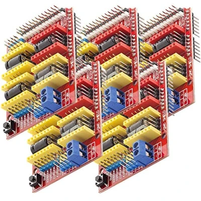 Bild av AZDelivery 5 x CNC Shield V3 utvecklingskort för A4988 stegmotordrivsteg 3D skrivare kompatibel med Arduino e book!