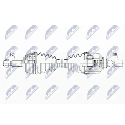 Bild av NTY NPW RE 083 Arbre de transmission Essieu avant gauche 699 RENAULT: Megane 3 Coupe, 3, CC